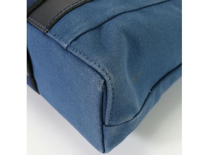 Hermès Borsa a spalla in tela e pelle blu Hermes Troca Horizontal - vista 9
