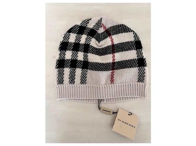 Berretto unisex Burberry a quadri Nero Rosso Beige - vista 2