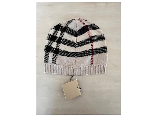 Berretto unisex Burberry a quadri Nero Rosso Beige - vista 6