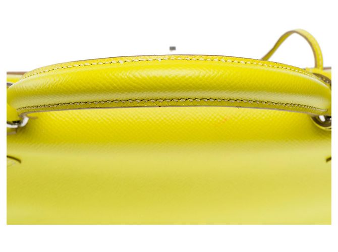 Hermès Sac HERMES Kelly 28 en Cuir Jaune - 102114 - vue 10