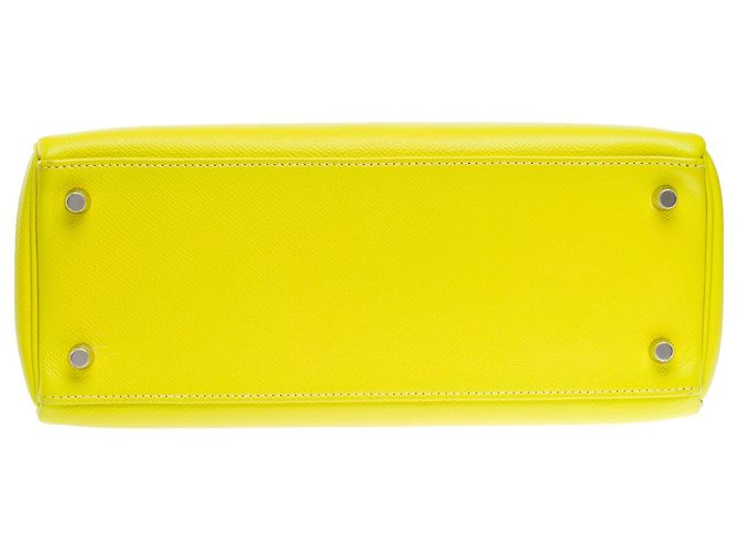 Hermès Sac HERMES Kelly 28 en Cuir Jaune - 102114 - vue 11