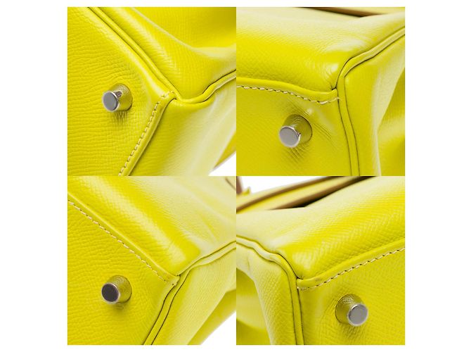 Hermès Sac HERMES Kelly 28 en Cuir Jaune - 102114 - vue 12