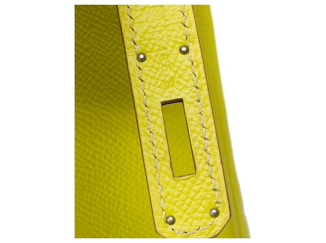 Hermès Sac HERMES Kelly 28 en Cuir Jaune - 102114 - vue 8