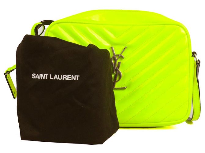 SAINT LAURENT - Borsa a spalla Lou Saint Laurent in pelle verniciata gialla fluorescente Giallo - vista 12