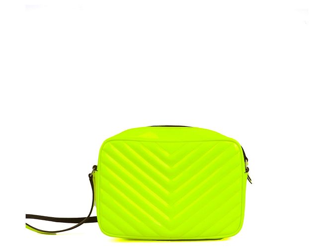 SAINT LAURENT - Borsa a spalla Lou Saint Laurent in pelle verniciata gialla fluorescente Giallo - vista 3