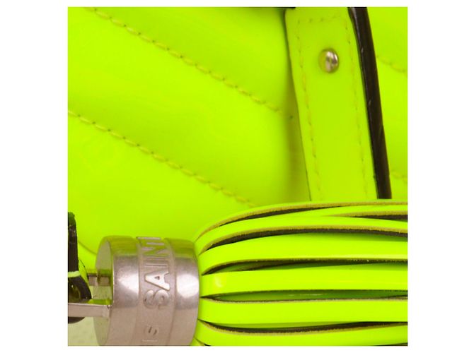 SAINT LAURENT - Borsa a spalla Lou Saint Laurent in pelle verniciata gialla fluorescente Giallo - vista 7
