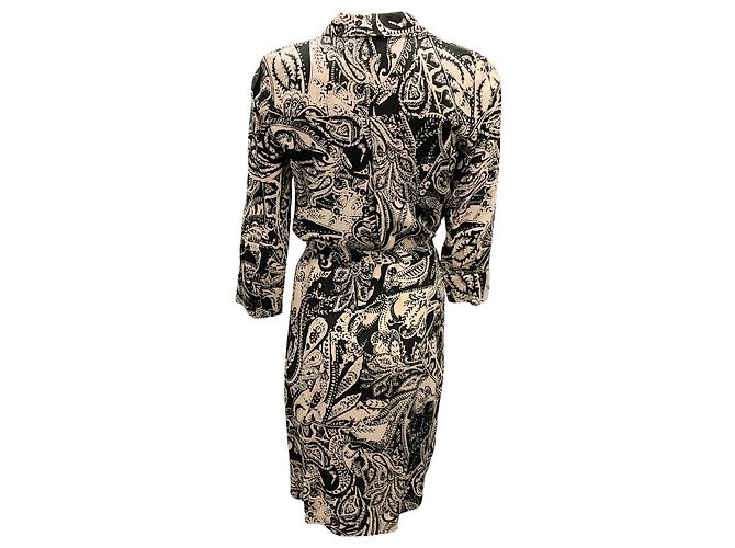 L'Agence Il Vestito Avvolgente Stampato Beige / Nero - vista 3