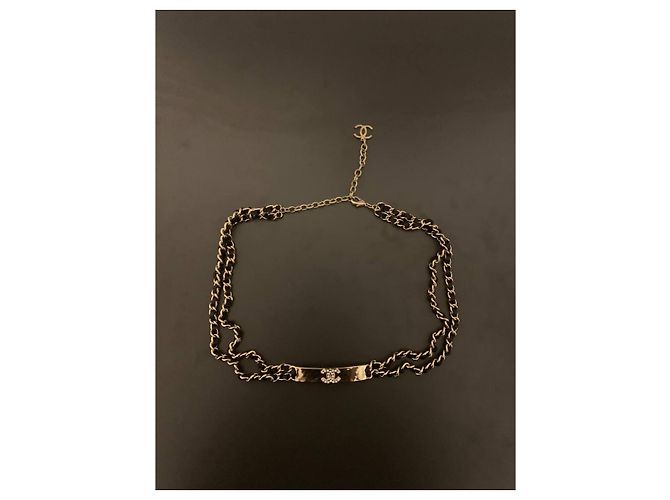 Chanel gesteppter Ledergürtel schwarz gold Golden - Ansicht 2