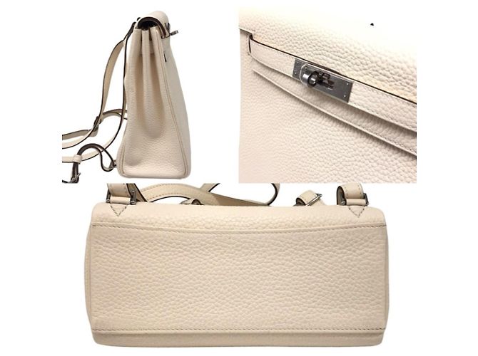 Hermès Hermes Kelly Ad PM Nata Y Stamp Ivory Weiß Rucksack Roh - Ansicht 4