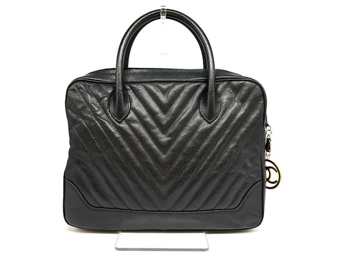 Bolsa de mão em couro caviar Chanel Preto - vista 2
