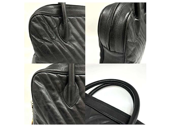 Bolsa de mão em couro caviar Chanel Preto - vista 5