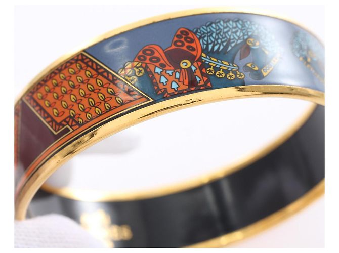 Hermès Emaille GM Armreif Blau Mehrfarben Golden - Ansicht 7