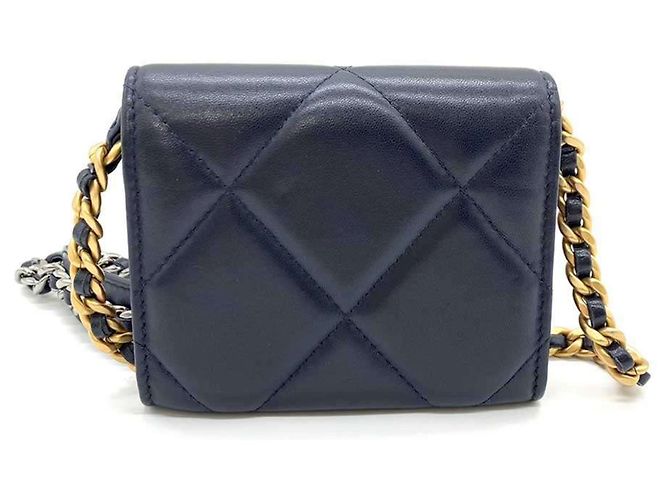 Chanel Geldbörse 19 Flap Marineblau - Ansicht 2