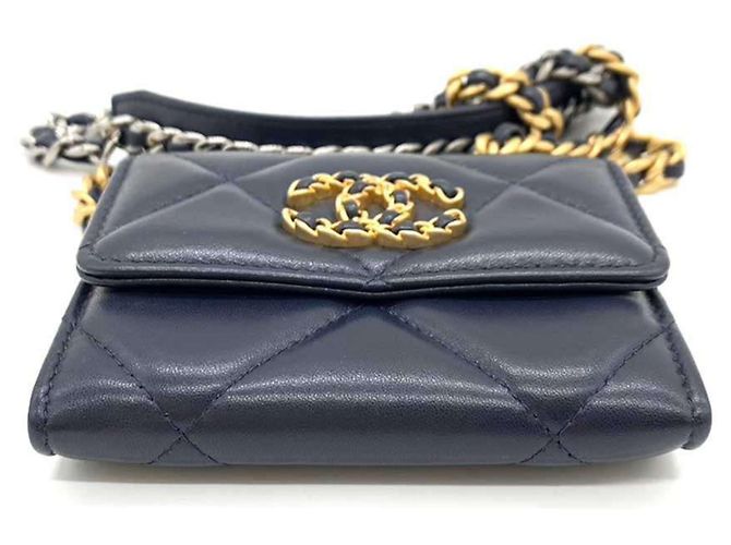 Chanel Geldbörse 19 Flap Marineblau - Ansicht 4