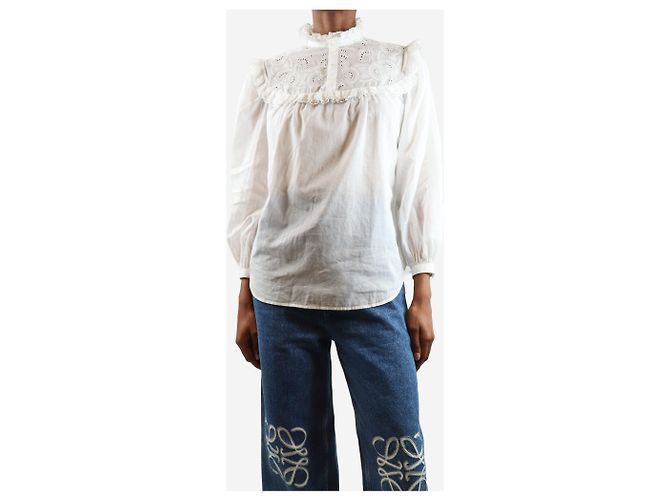 Céline Weiße bestickte Romy-Bluse - Größe UK 8 - Ansicht 3
