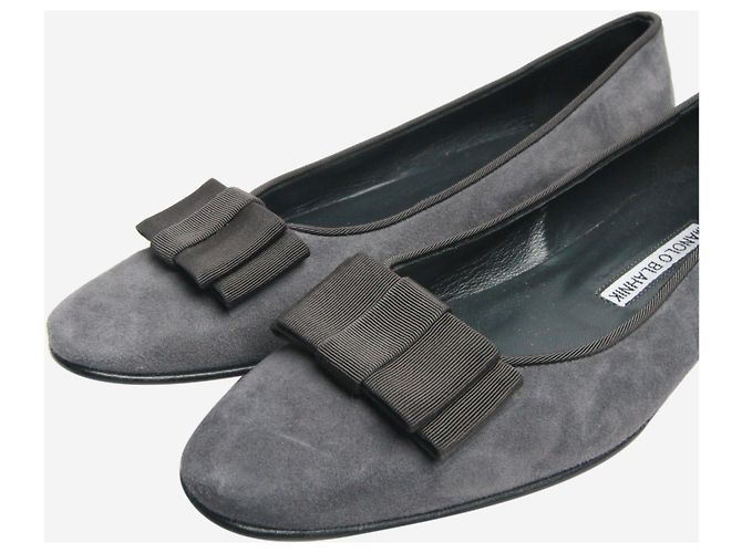Manolo Blahnik Dunkelgraue Wildleder-Ballerinas - Größe EU 36 - Ansicht 5