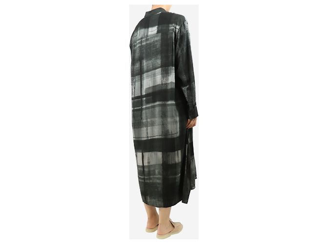 Y'S Grau bedrucktes Midi-Hemd Kleid - Größe S - Ansicht 2