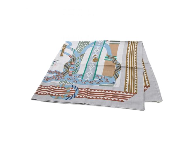 [Hermes] Hermes Carre Geant 140 Cashmere Silk Stole Au Pays des Oiseaux Fleurs Blue [Used] [Authenticated and Guaranteed Authentic] 212426 main image 1