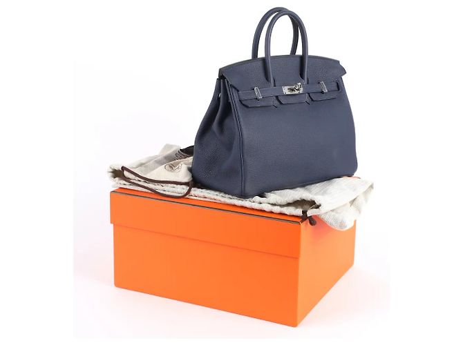 Hermès Birkin 25 Borsa in pelle blu - vista 7