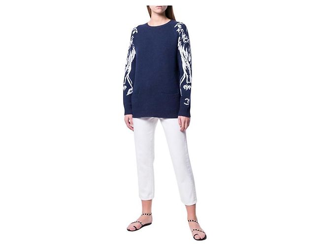 Suéter de cashmere com logo CC da Chanel e leão Azul marinho - vista 2