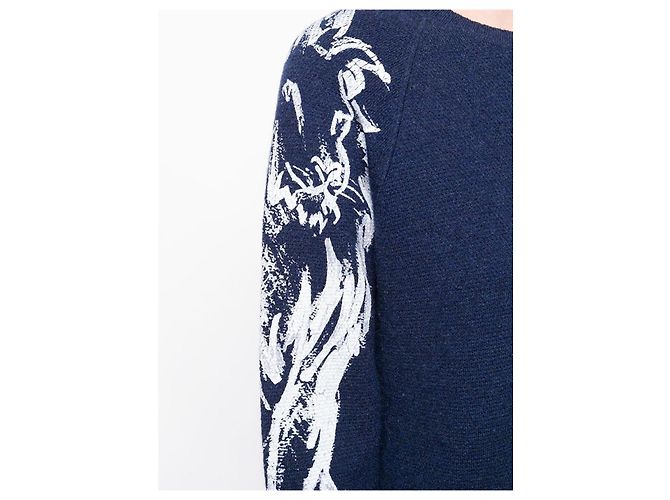Suéter de cashmere com logo CC da Chanel e leão Azul marinho - vista 3