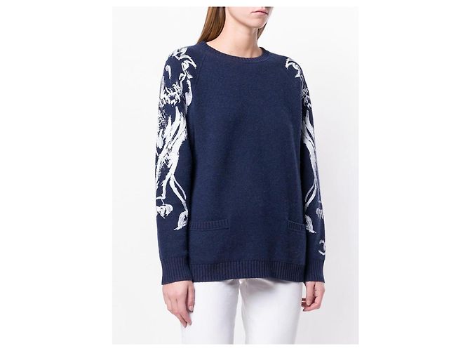 Suéter de cashmere com logo CC da Chanel e leão Azul marinho - vista 5