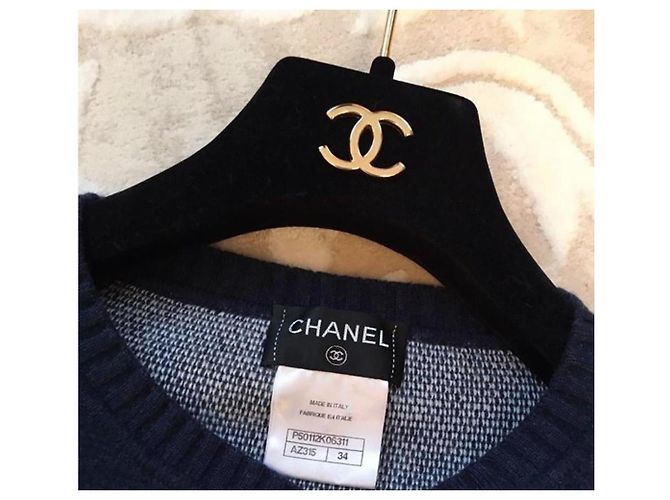 Suéter de cashmere com logo CC da Chanel e leão Azul marinho - vista 7