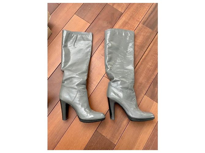 Sergio Rossi Blade Runner Lederstiefel mit Absatz Grau - Ansicht 11
