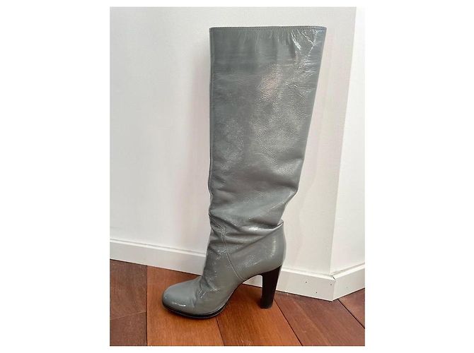 Sergio Rossi Blade Runner Lederstiefel mit Absatz Grau - Ansicht 2