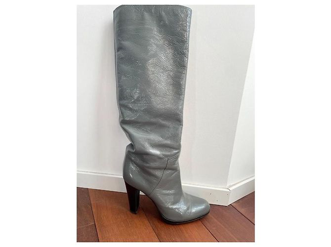 Sergio Rossi Blade Runner Lederstiefel mit Absatz Grau - Ansicht 3
