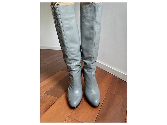 Sergio Rossi Blade Runner Lederstiefel mit Absatz Grau - Ansicht 5
