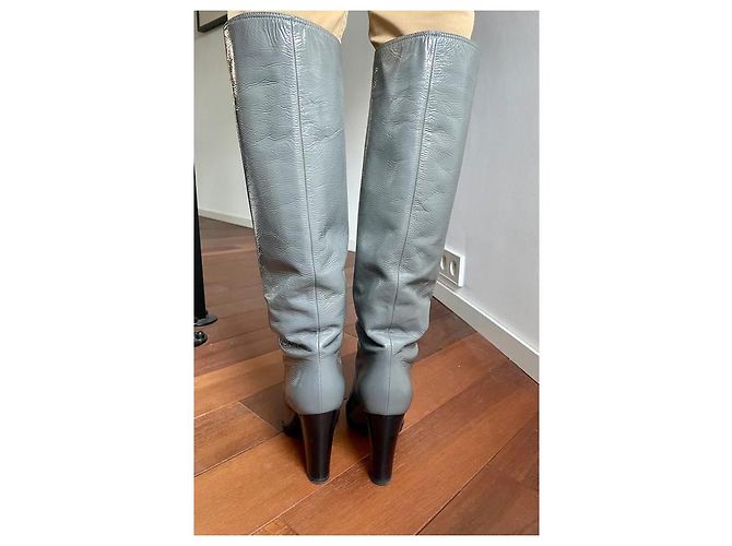 Sergio Rossi Blade Runner Lederstiefel mit Absatz Grau - Ansicht 6
