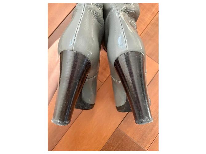 Sergio Rossi Blade Runner Lederstiefel mit Absatz Grau - Ansicht 7