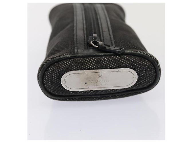 Pochette GUCCI Denim Grigio Argento 90627 Auth ac3227 Marrone - vista 3