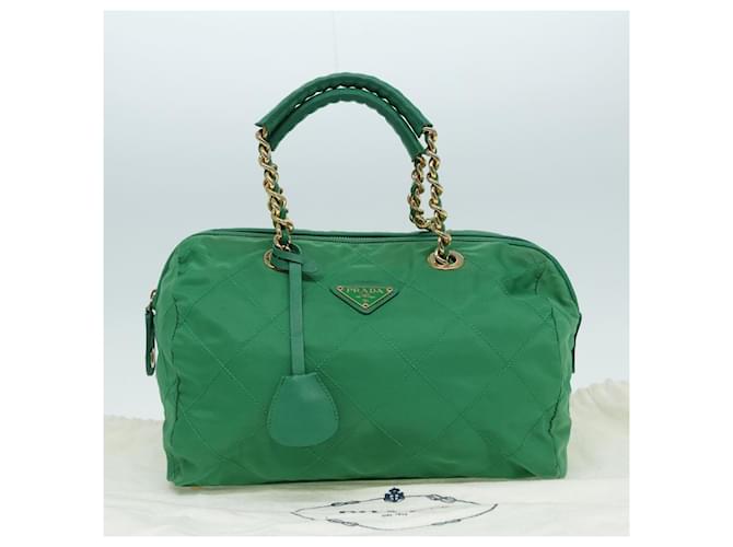 PRADA Borsa a Mano Nylon Verde Oro Auth 86987 D'oro - vista 12