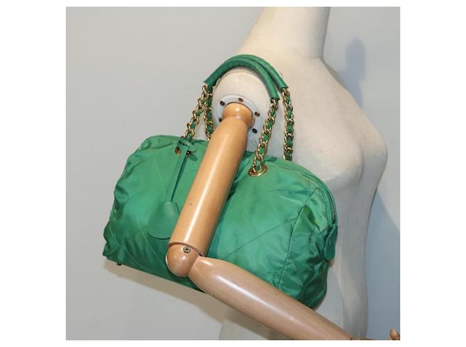 PRADA Borsa a Mano Nylon Verde Oro Auth 86987 D'oro - vista 19