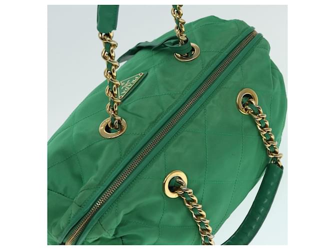 PRADA Borsa a Mano Nylon Verde Oro Auth 86987 D'oro - vista 6