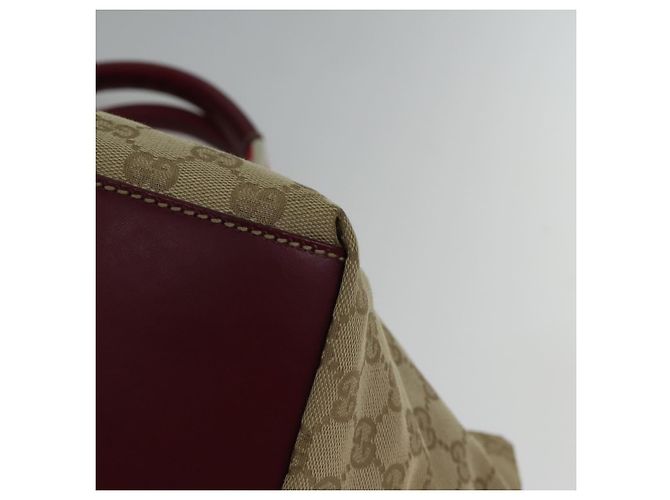 Borsa a Spalla GUCCI GG Canvas Sherry Line Beige Rosso Auth ki4899 - vista 14