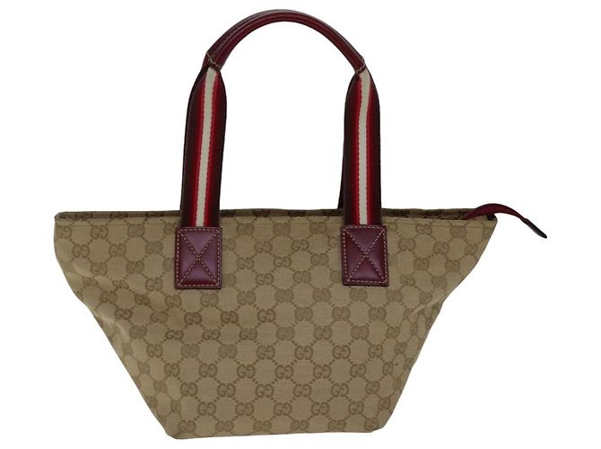 Borsa a Spalla GUCCI GG Canvas Sherry Line Beige Rosso Auth ki4899 - vista 2