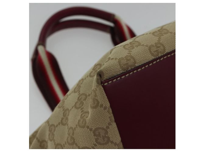 Borsa a Spalla GUCCI GG Canvas Sherry Line Beige Rosso Auth ki4899 - vista 9