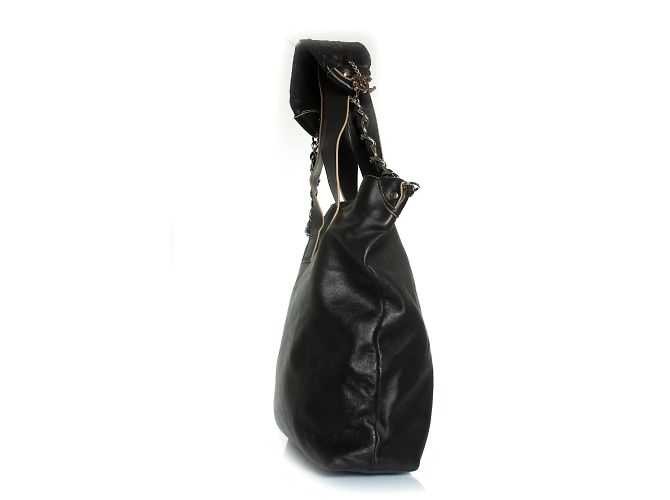Chanel, Deca coco 2-Wege Tote Tasche aus schwarzem Leder - Ansicht 2