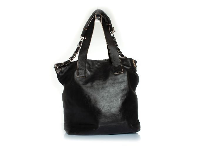 Chanel, Deca coco 2-Wege Tote Tasche aus schwarzem Leder - Ansicht 3