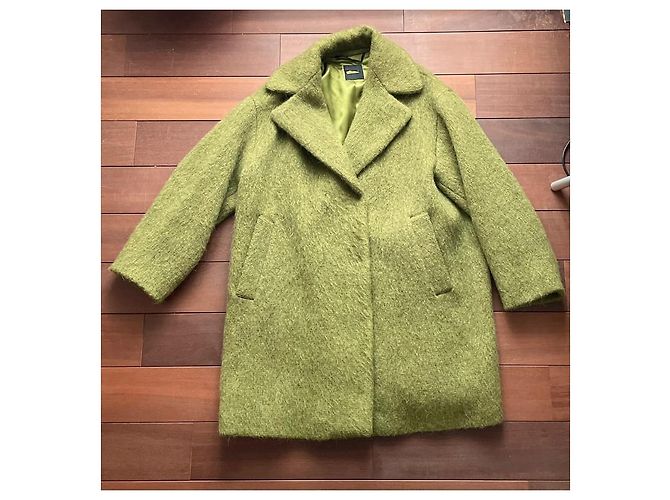 Max Mara Abrigo Largo Verde de Lana y Mohair Verde oliva Verde claro - vista 2