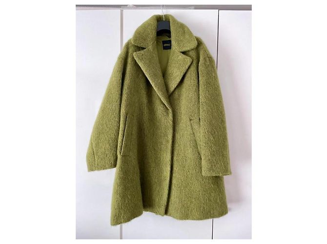Max Mara Abrigo Largo Verde de Lana y Mohair Verde oliva Verde claro - vista 3