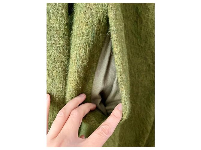 Max Mara Abrigo Largo Verde de Lana y Mohair Verde oliva Verde claro - vista 4