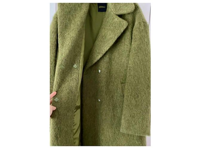 Max Mara Abrigo Largo Verde de Lana y Mohair Verde oliva Verde claro - vista 5