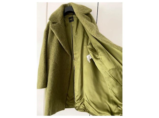 Max Mara Abrigo Largo Verde de Lana y Mohair Verde oliva Verde claro - vista 6
