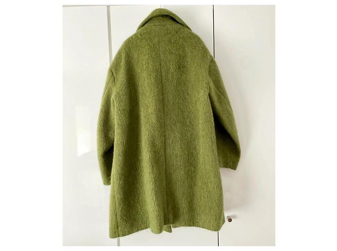 Max Mara Abrigo Largo Verde de Lana y Mohair Verde oliva Verde claro - vista 7