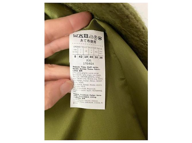 Max Mara Abrigo Largo Verde de Lana y Mohair Verde oliva Verde claro - vista 8