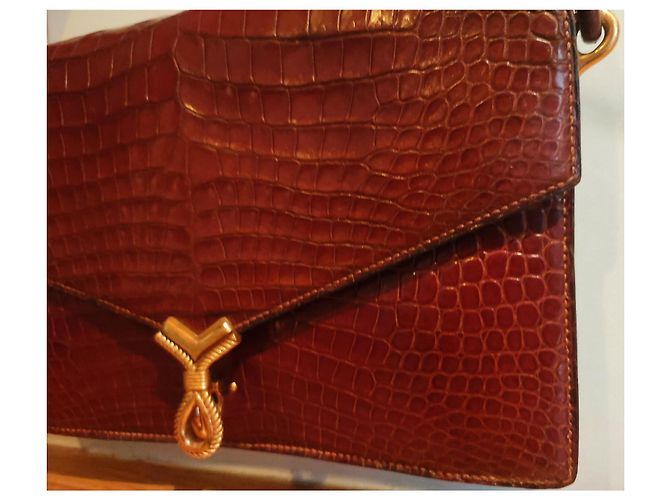 Hermès Cordelière Borsa in pelle di coccodrillo bordeaux Bordò - vista 10